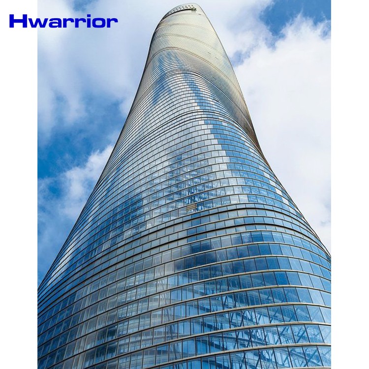 Curved aluminum glass curtain wall system