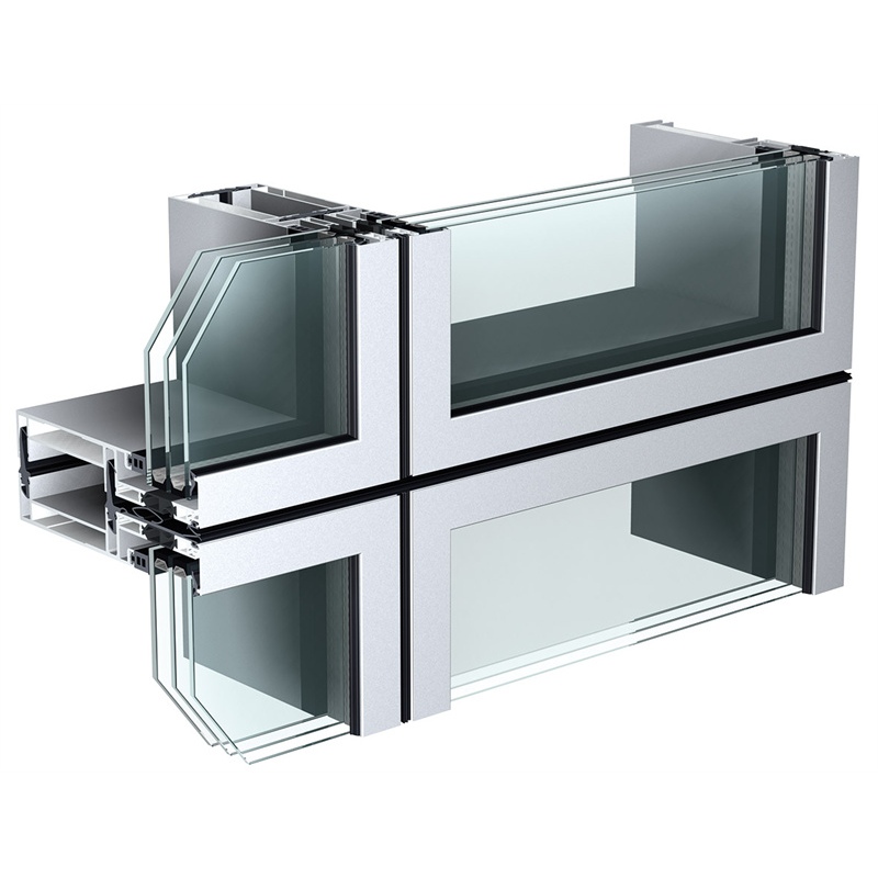 Aluminium stick frame unitized curtain wall with visible and invisible frame and Low-E double glass