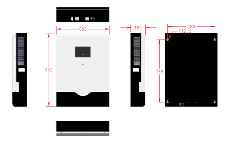 Superpack 48V100Ah Energy storage wall size