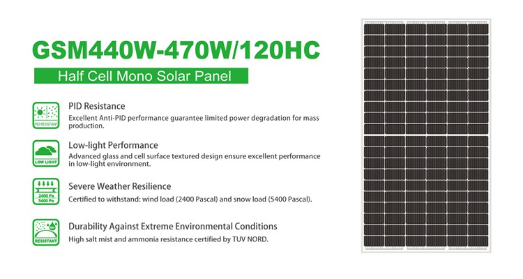 mono solar panel 440w 450w 460w 470w