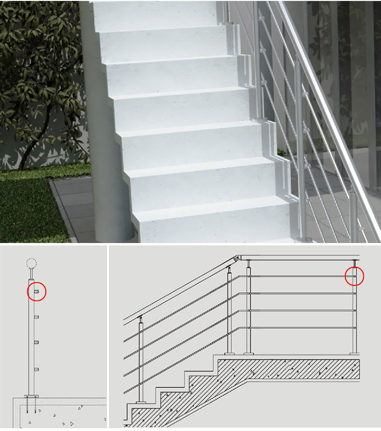 Stainless steel railing cross bar holder