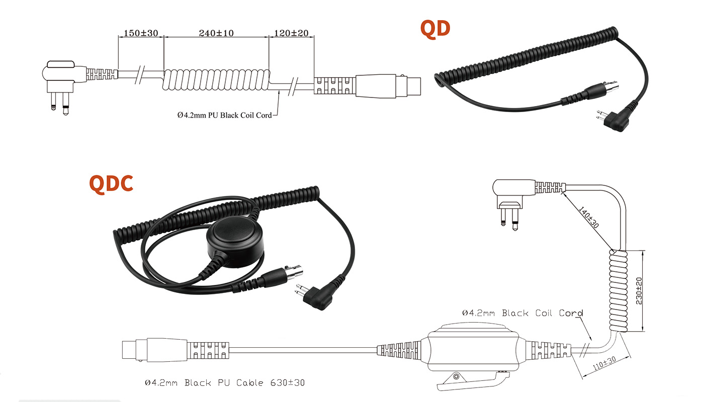 Quick Disconnected Cable for Heavy Duty Headsets