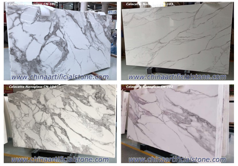 Calacatta Nano Glass Marble Slabs