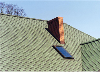 red asphalt roofing shingles