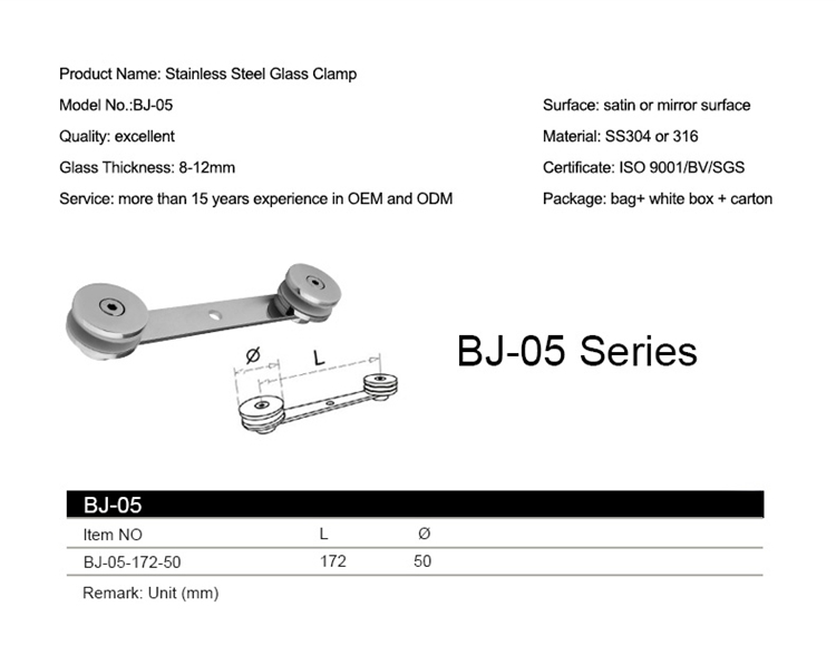 Wholesale Stainless Steel Glass Clamp