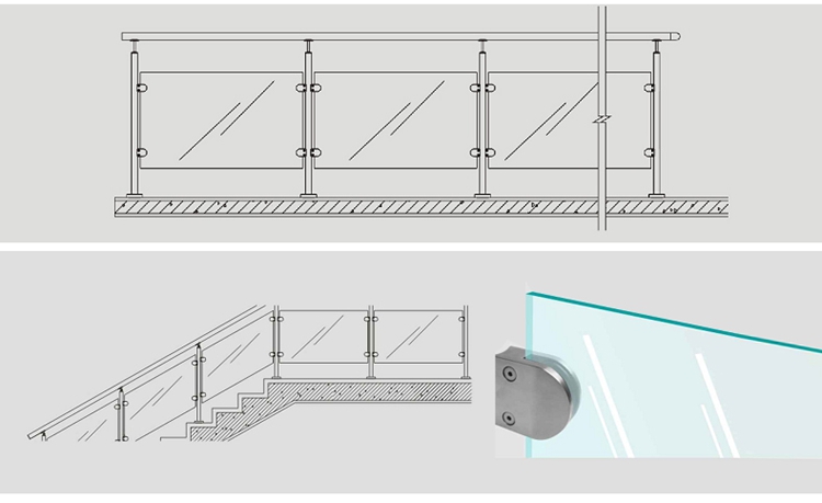 stainless steel wall mounted glass clamp