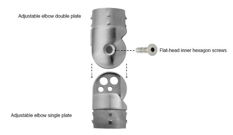 stainless steel handrail adjustable elbow