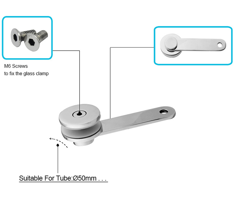 304 316 Handrail Fittings Glass-Clamp