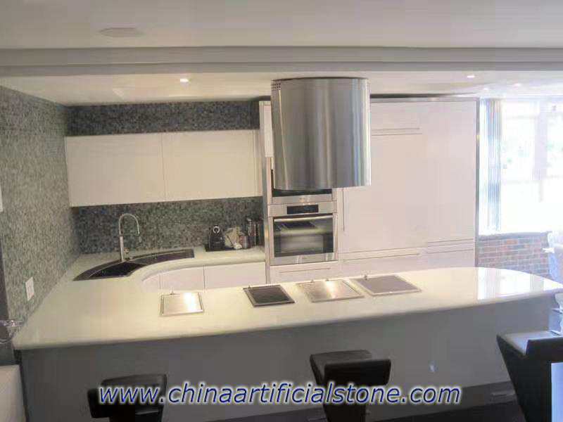 Pure White Recycled Glass Stone Kitchen Countertops