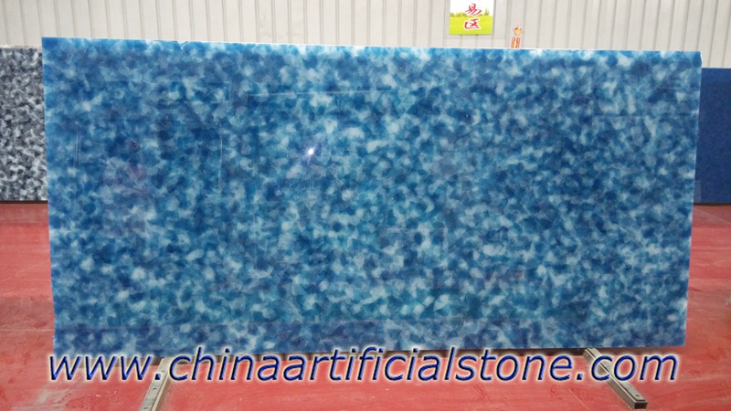Blue and White Crushed Recycled Glass Countertops Surface