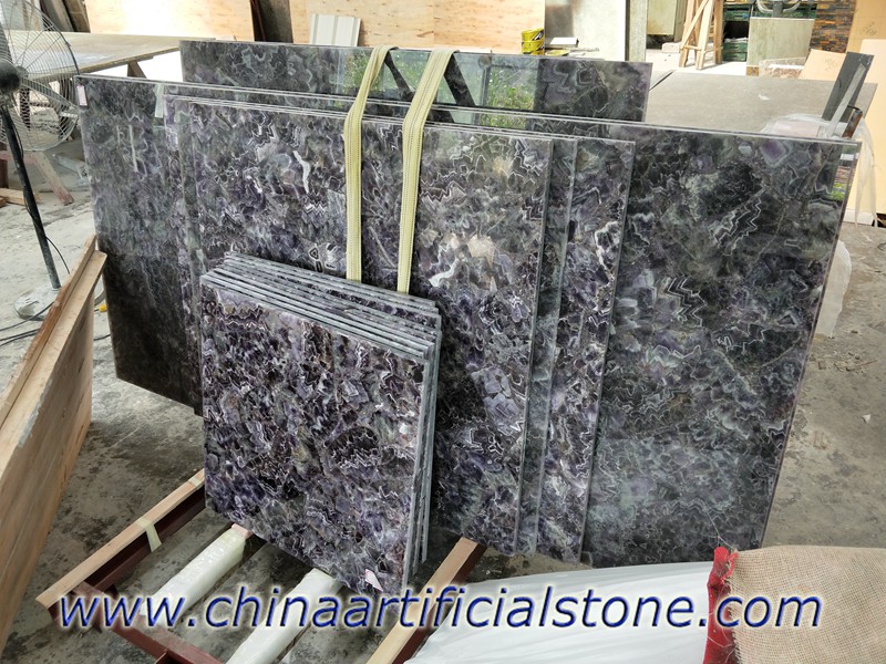 Customized Amethyst Gemstone Tiles Slabs Countertops