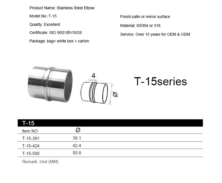 316L Fitting Stainless Steel 180 Degree Elbow