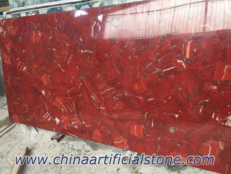 Red Gemstone Marble Tiles Slabs Countertops