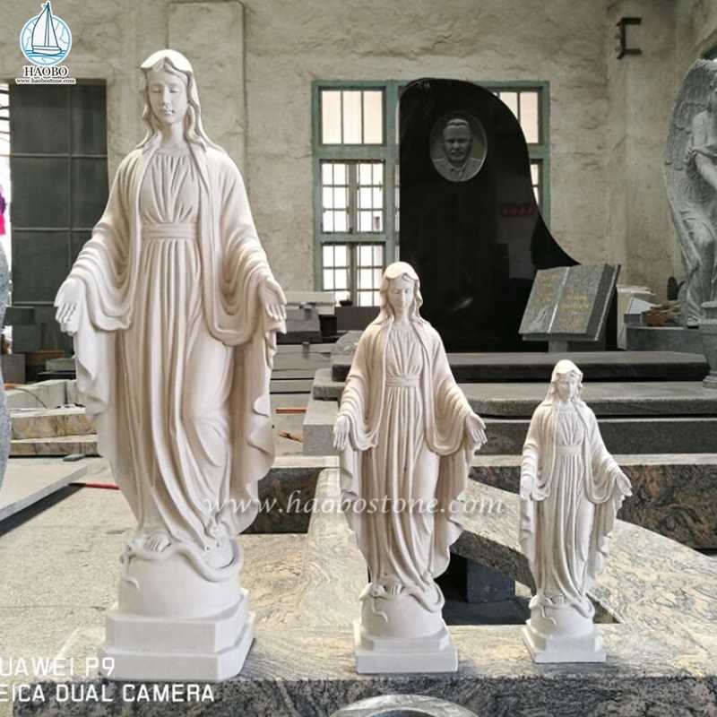 Beige Marble European Style Virgin Mary Statues