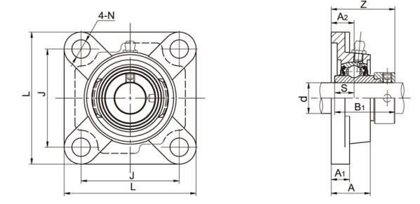 4-Bolt Flange housing NAFS210