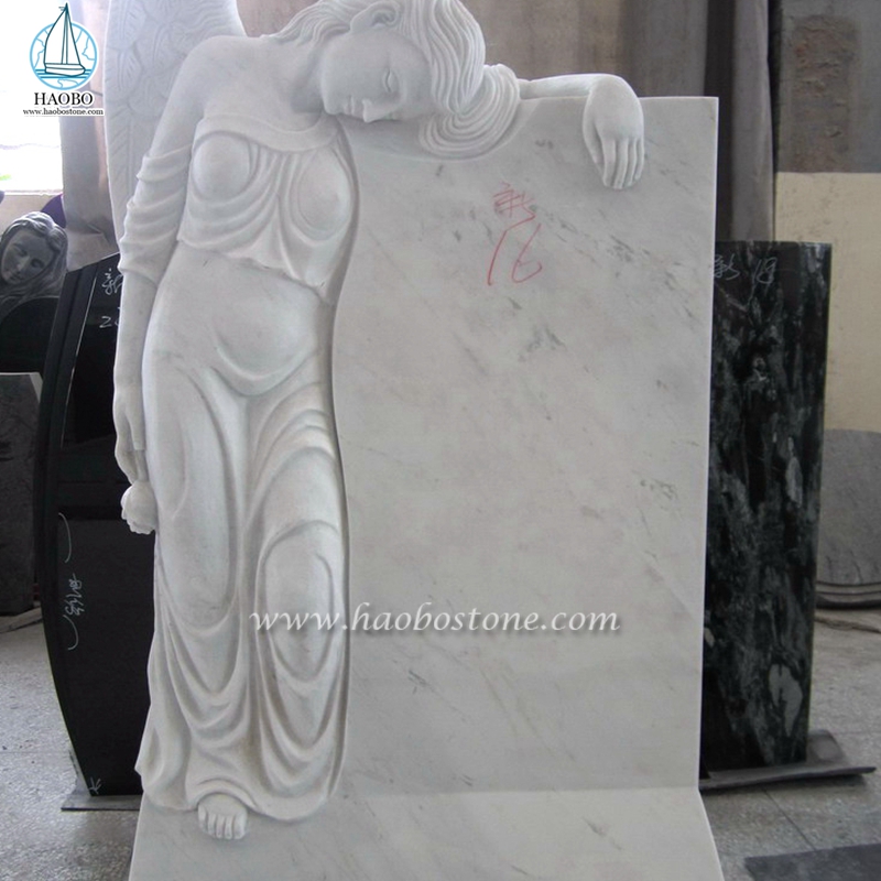 China Han White Marble Heart Angel Carved Tombstone