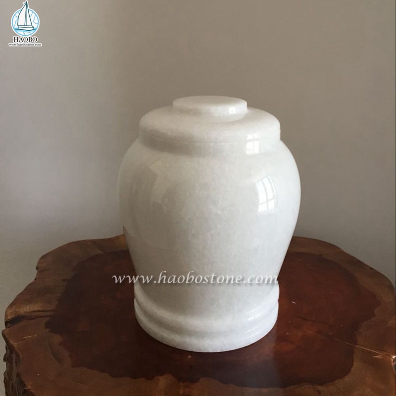 White Jade Stone Memorial Urns for Cremation Funeral
