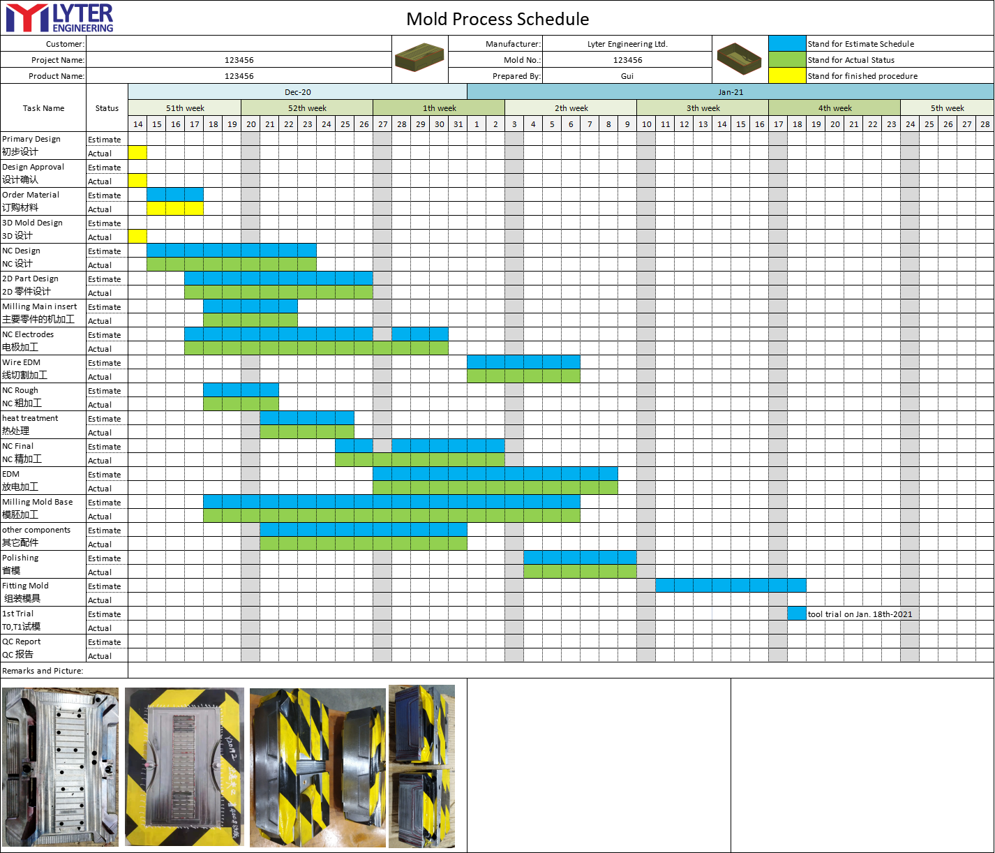 Weekly Process Report For Mold Making 