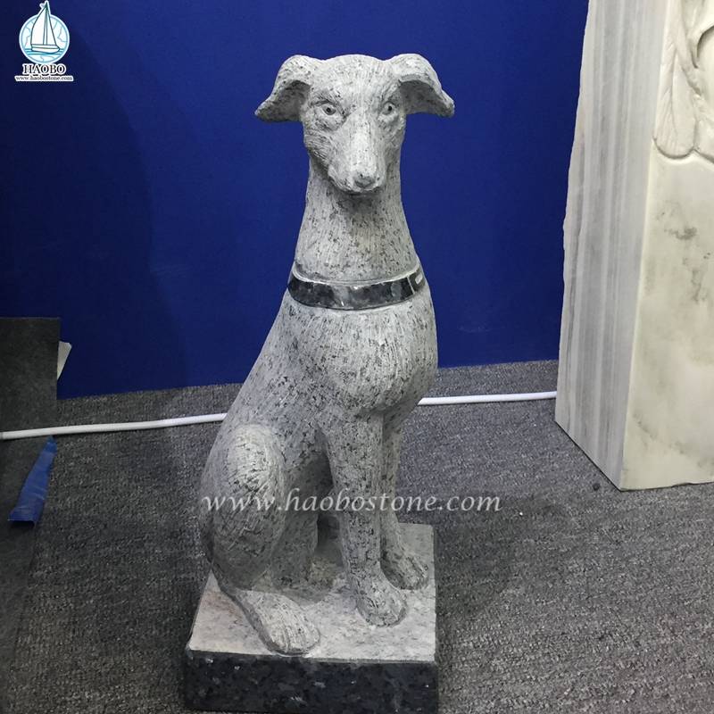 Grey Granite Garden Decoration Animal Dog Carving