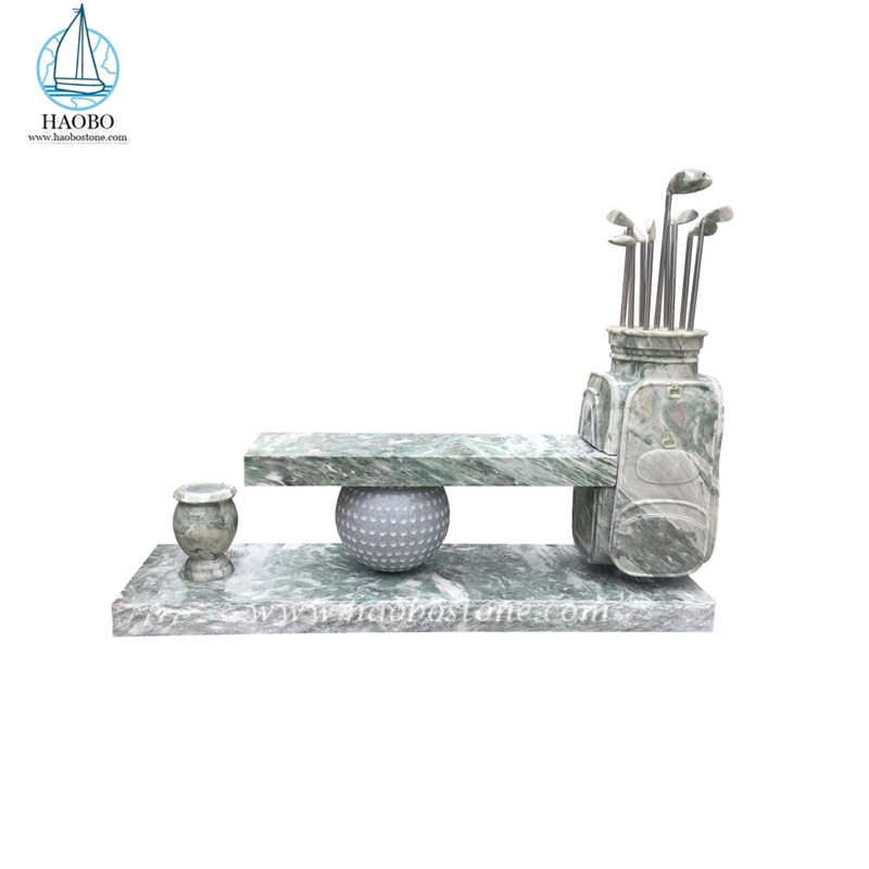 Green Granite Art Golf Backpacks Carving Memorial Bench