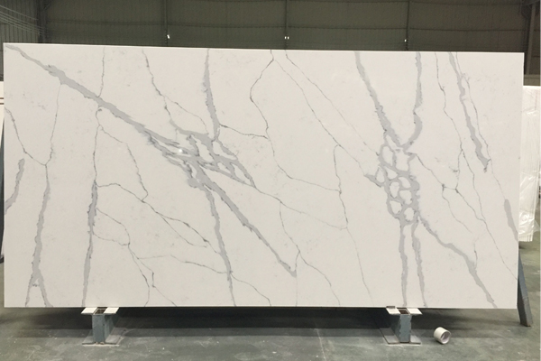 Engineered Calacatta quartz slab 