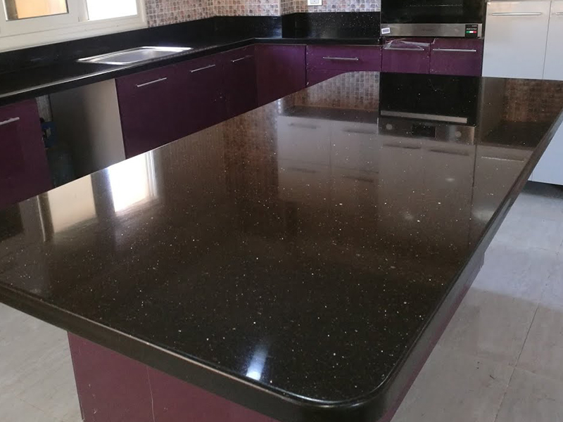 Factory Price Black Galaxy Granite Tiles Kitchen Countertop