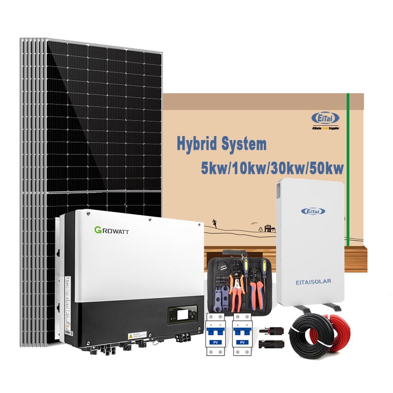 EITAI Complete Energy Solar 5Kw House Use Hybrid Systems Pv Kit Single Three Phase Inverter Lithium Wall Mounted Battery