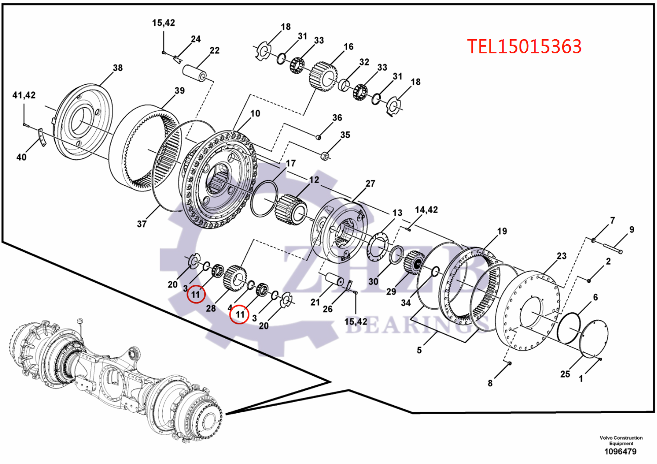 TEREX NHL RIGID DUMP TRUCK BEARING 15015363