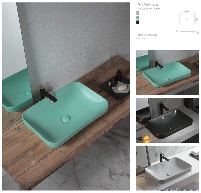 Matt finish Retangle Semi Counter Washbasin