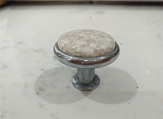 Kashmir White Polished stone knob for drawer and cabinet