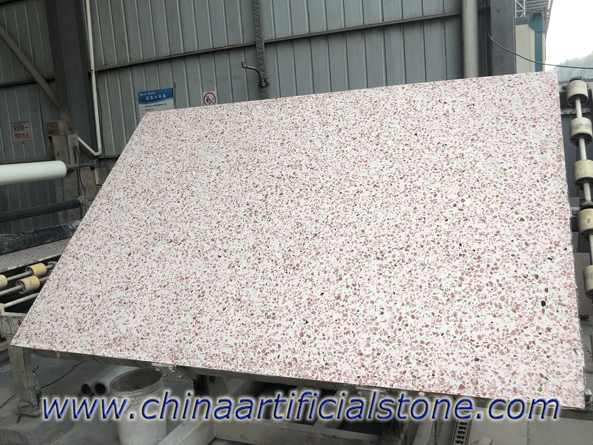 China Pink Terrazzo Slabs 2700x1800x18mm