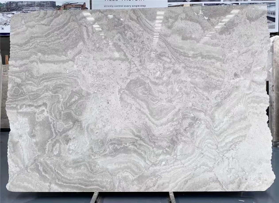 White Wood Marble Crosscut Slab