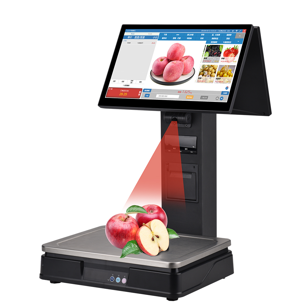 15kg AI Digital Electronic Price Weighing Scales With Barcode Label Printer For Supermarket