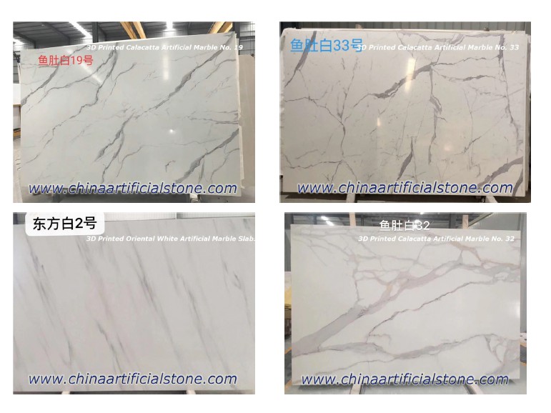 3D Inject Printing Artificial White Marble Slabs