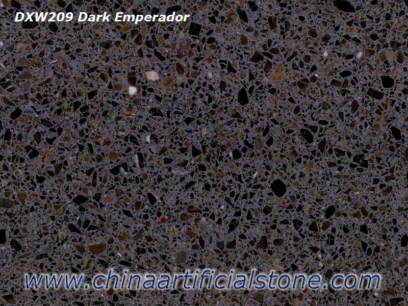 Dark Emperador Brown Terrazzo Tiles and Slabs DXW209