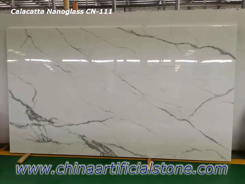 China Calacutta White Nano Crystal Glass Stone Slabs