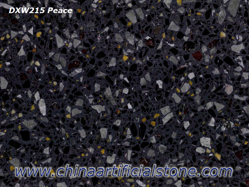 Peace Black Terrazzo Tiles and Slabs DXW215