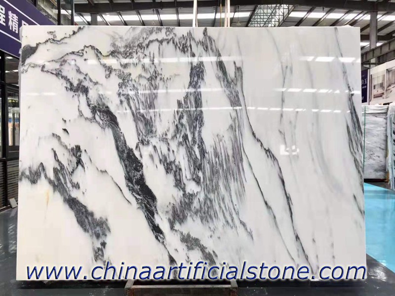 China White Ink Marble Slabs White With Black Veins