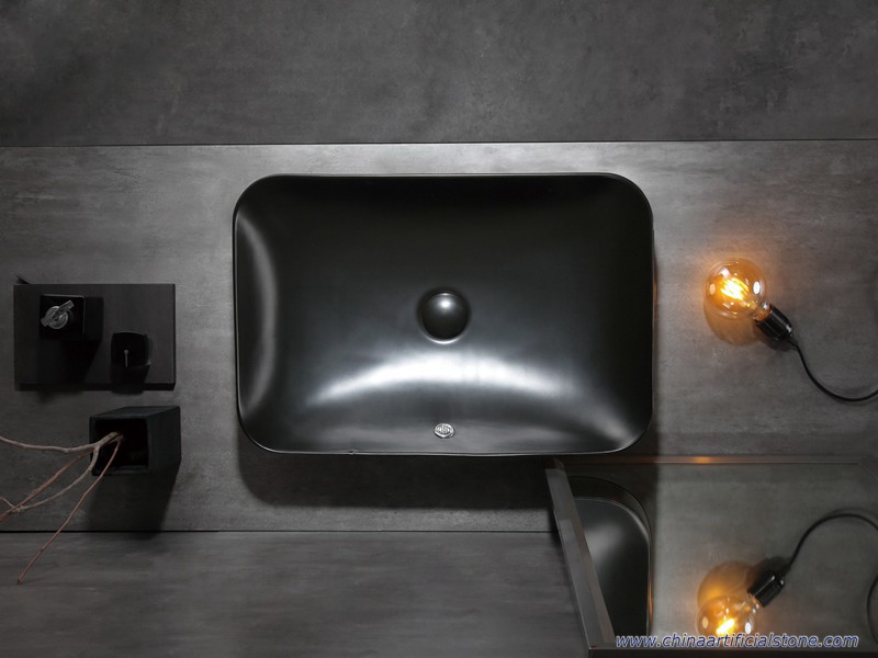 Matt Black Semi Recessed Wash Basin