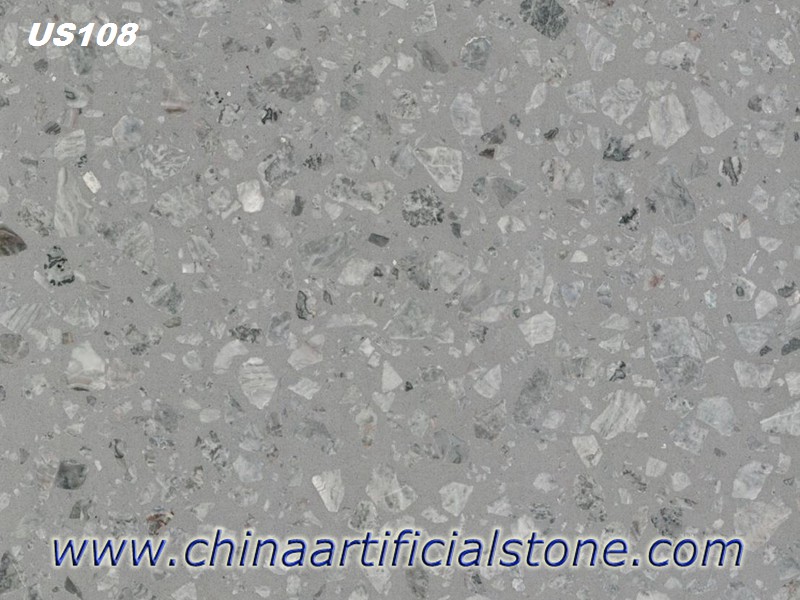 Large Aggregate Grey Marble Terrazzo Tile and Slabs