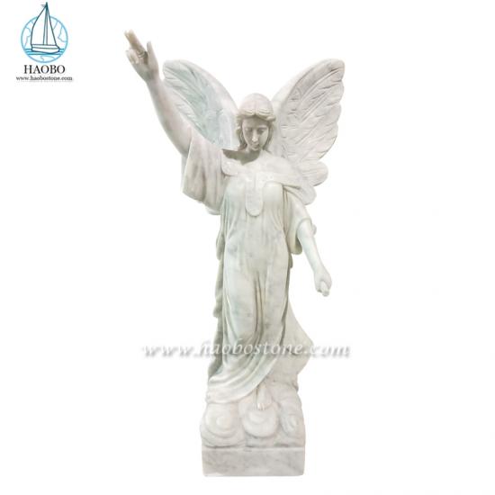 Carrara White Marble Hand Carved Standing Angel Sculpture
