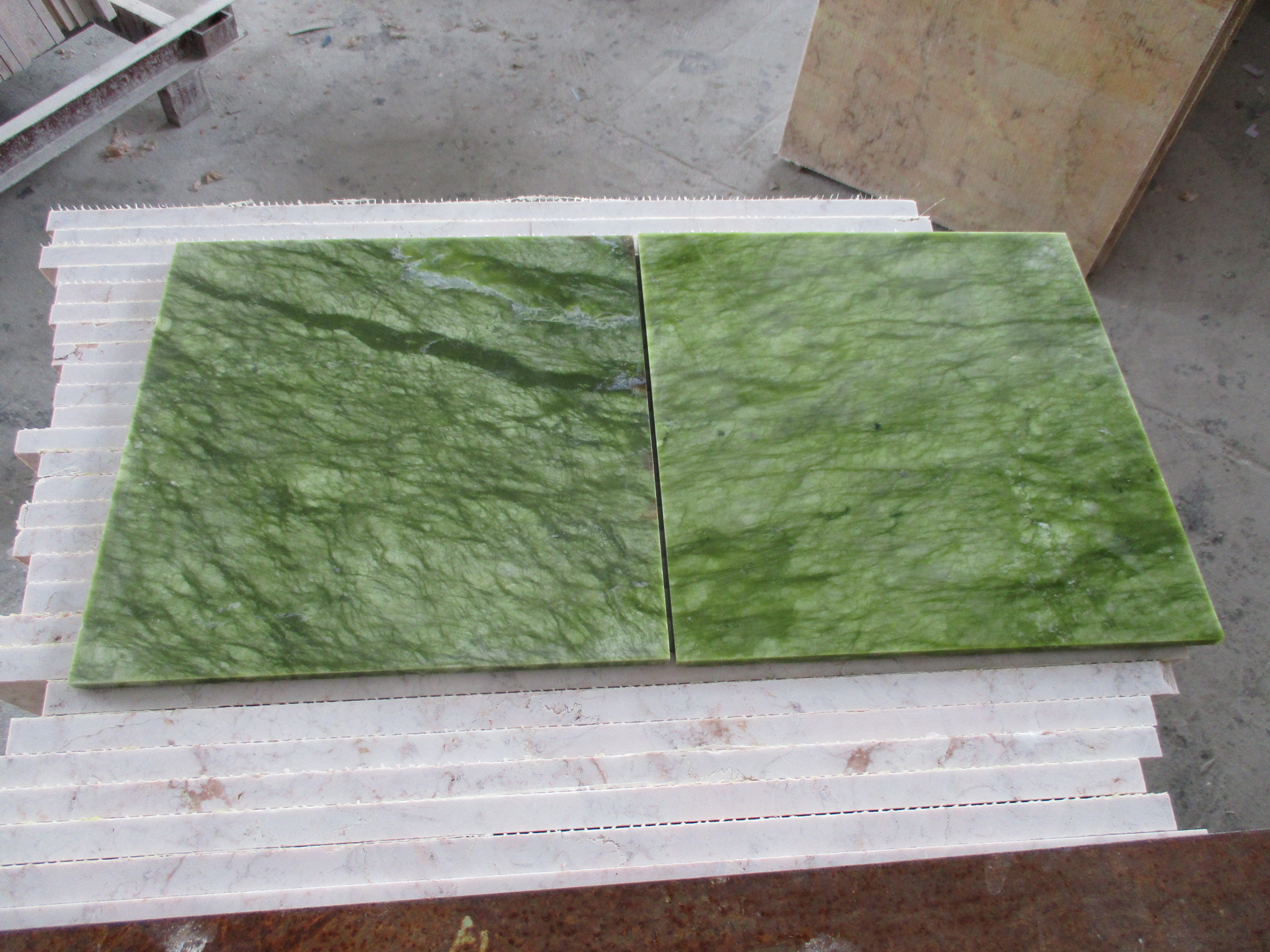 Chinese Polished Ming Green marble slab