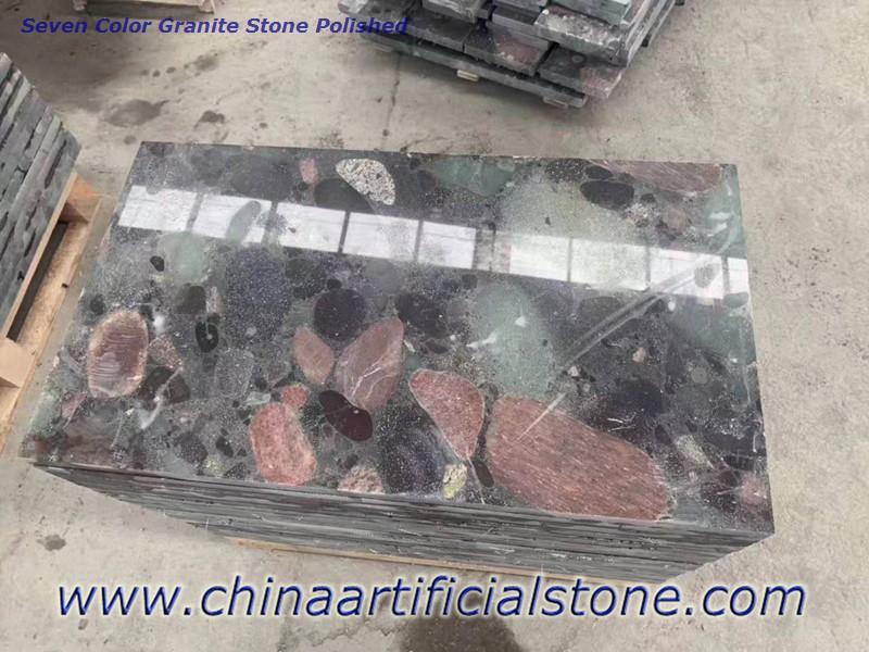 Seven Color Stone Tiles Natural Green Pebble Granite