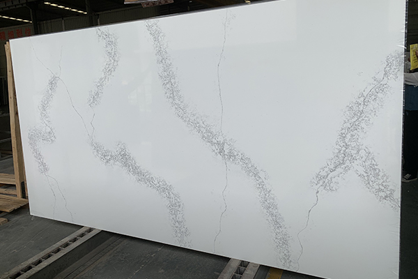 calacatta white quartz waterfall