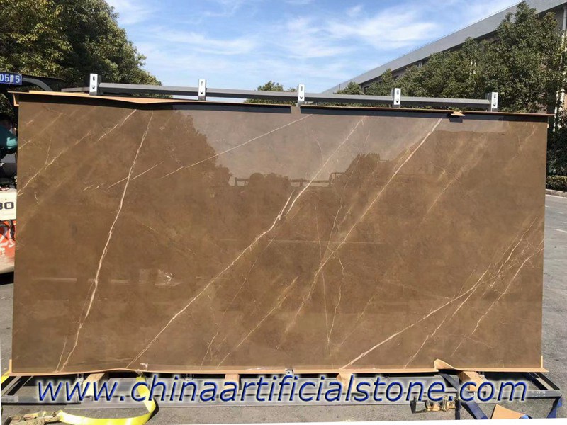 Pulpis Brown Polished Sintered Stone Slabs for Countertops