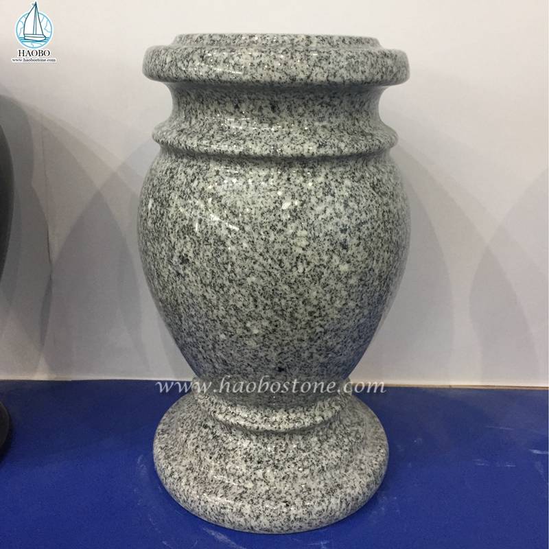 Factory Wholesale Grey Granite Memorial Vase for Cremation