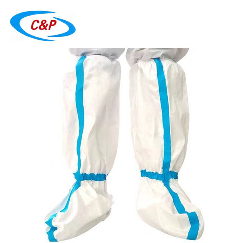 Disposable Medical PP Non Woven Isolation Boot Cover with Blue Adhesive Tape