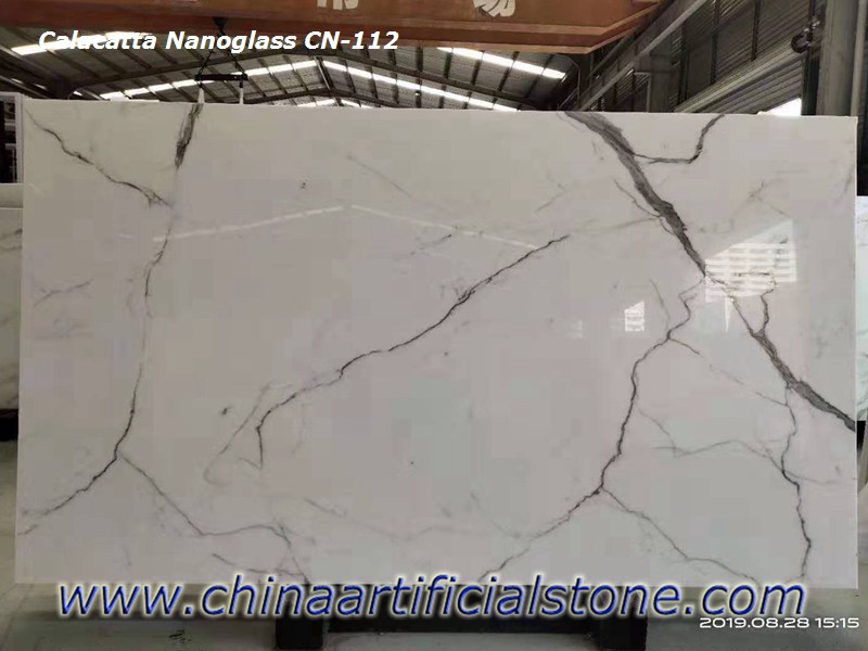 Booked Matched Nano Calacatta White Marble Slabs