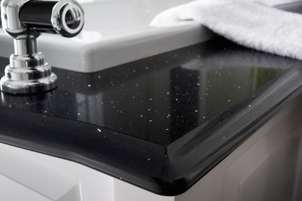 bathroom black stone countertop