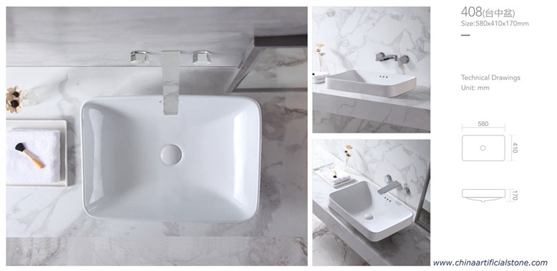 Semi Recessed Wash Basin 580x410x170mm